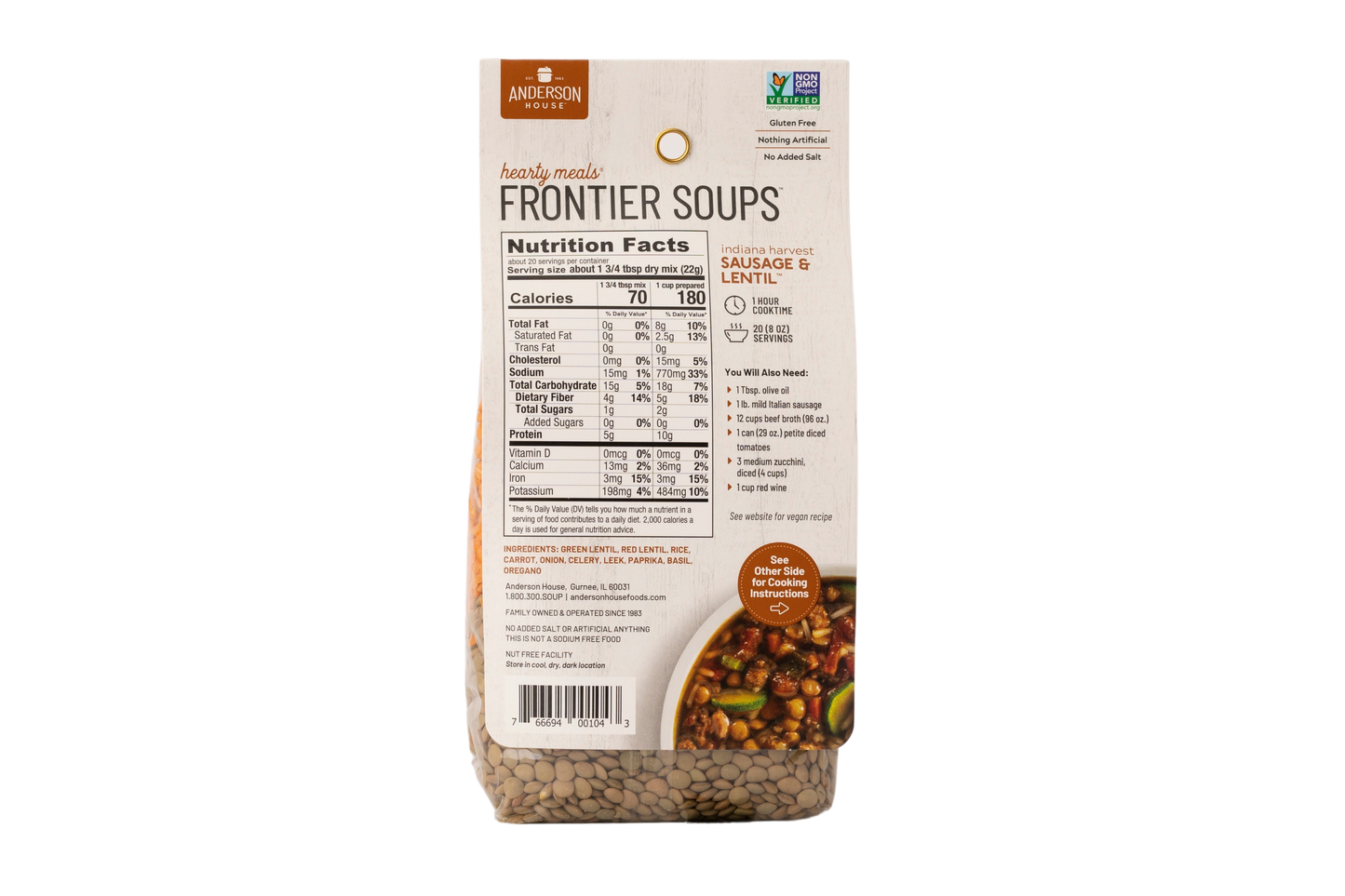Anderson House Soup Mix Indiana Harvest Sausage & Lentil
