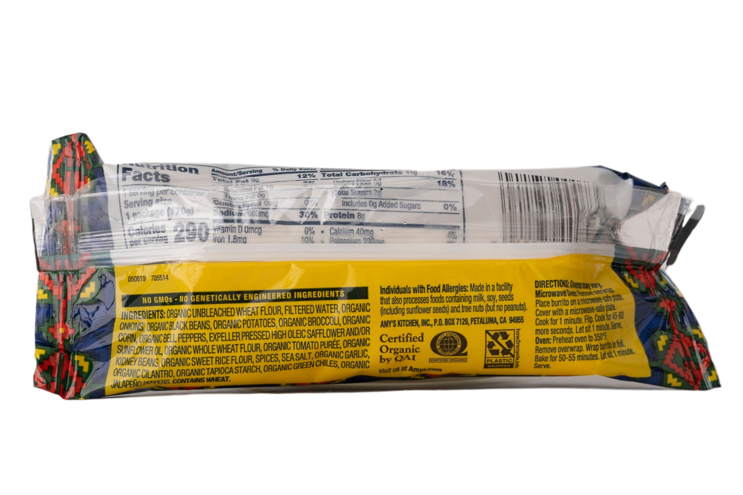 Amy's Kitchen Black Bean Vegetable Burrito Dairy-Free