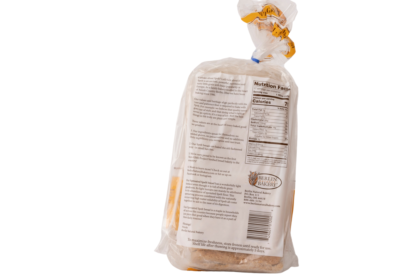 Berlin Natural Bread Sprouted Spelt Bread