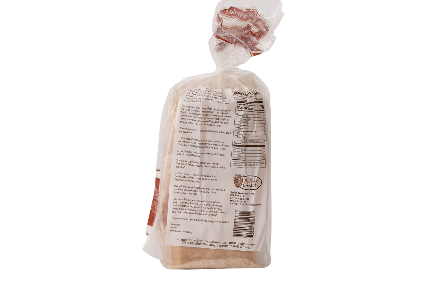 Berlin Natural Bread Whole Grain Spelt