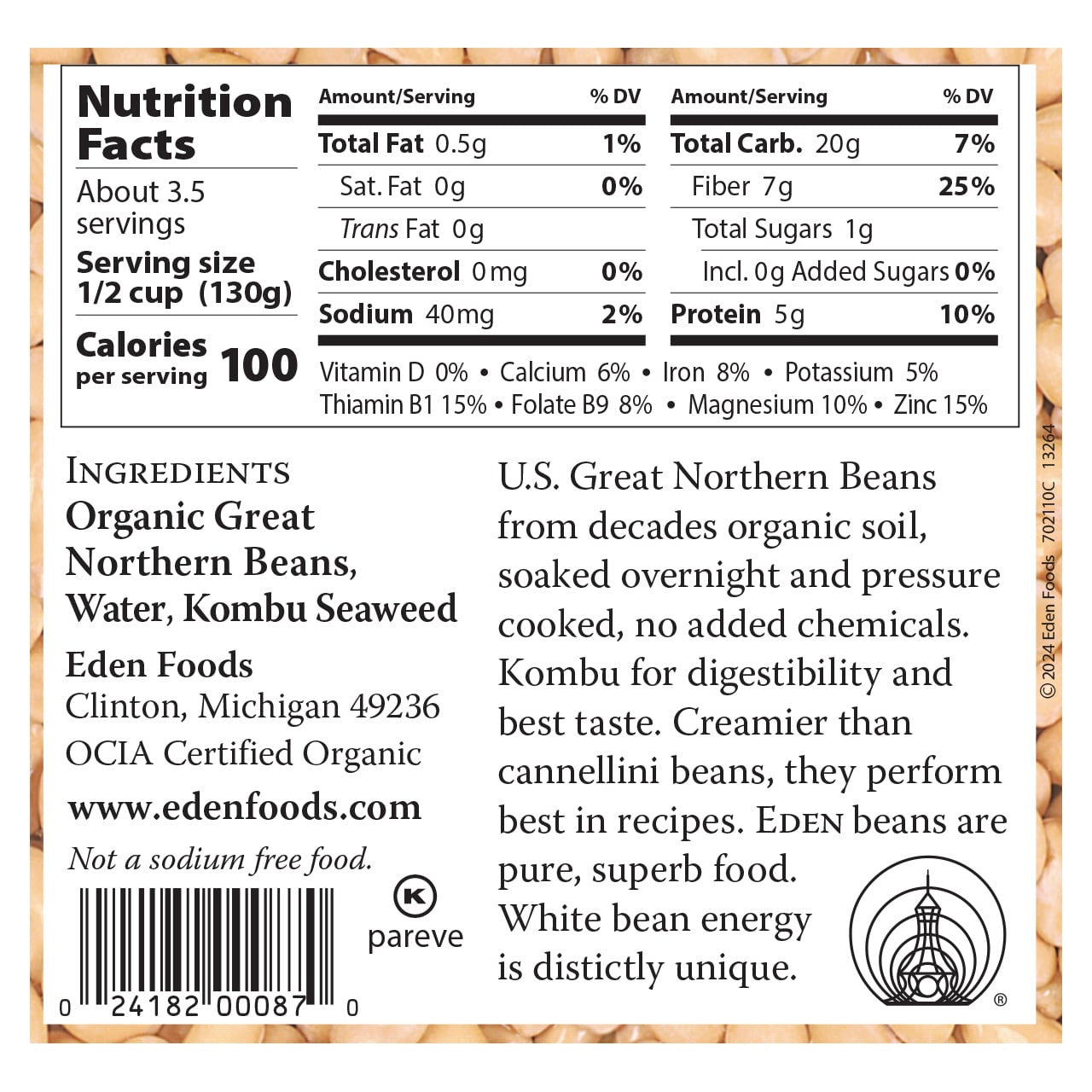 Eden Foods Organic Canned Great Northern Beans