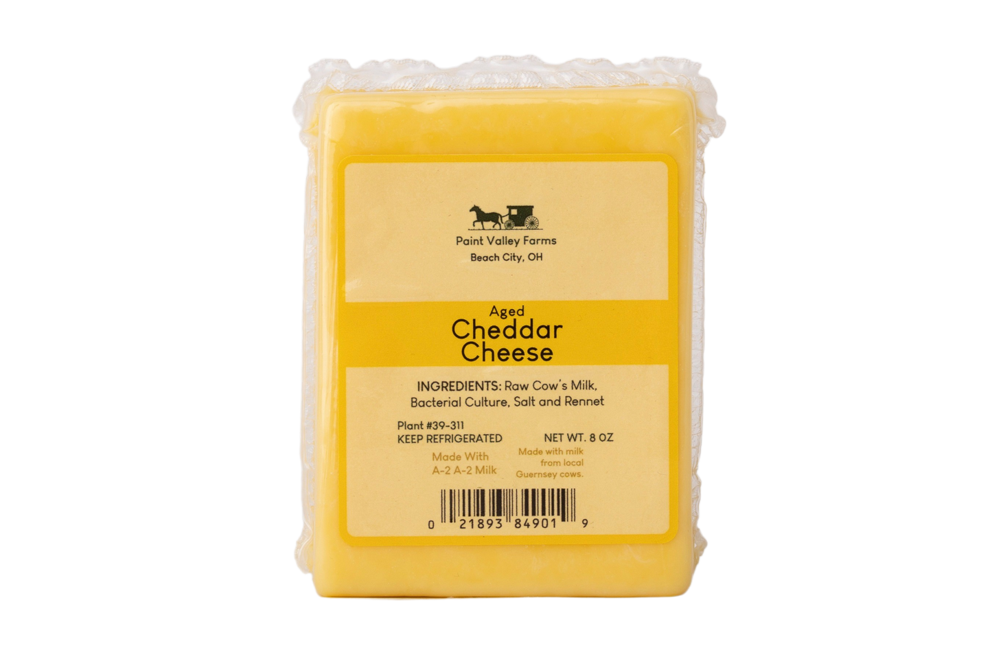 Paint Valley Farms A2 Guernsey Cheese Cheddar Chunk