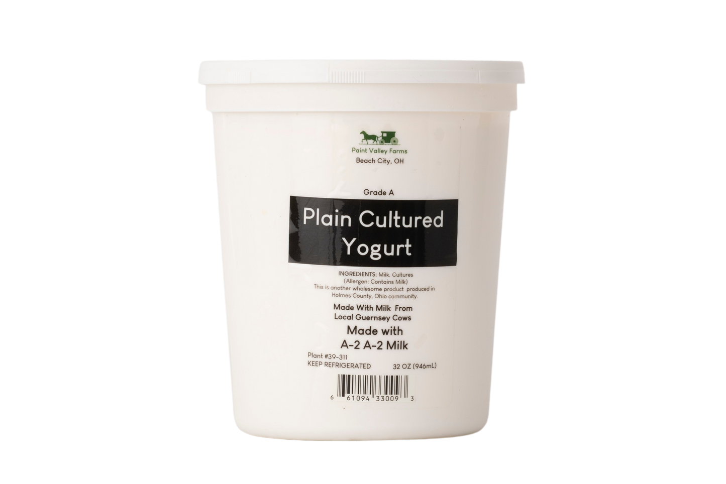 Paint Valley Farms Plain Cultured Yogurt
