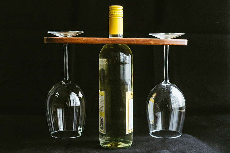 Yellowbird Local & Exotic Wood Wine Bottle and Glass Holder