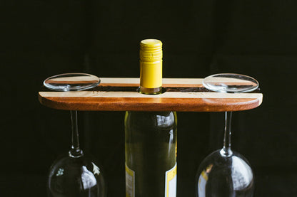 Yellowbird Local & Exotic Wood Wine Bottle and Glass Holder