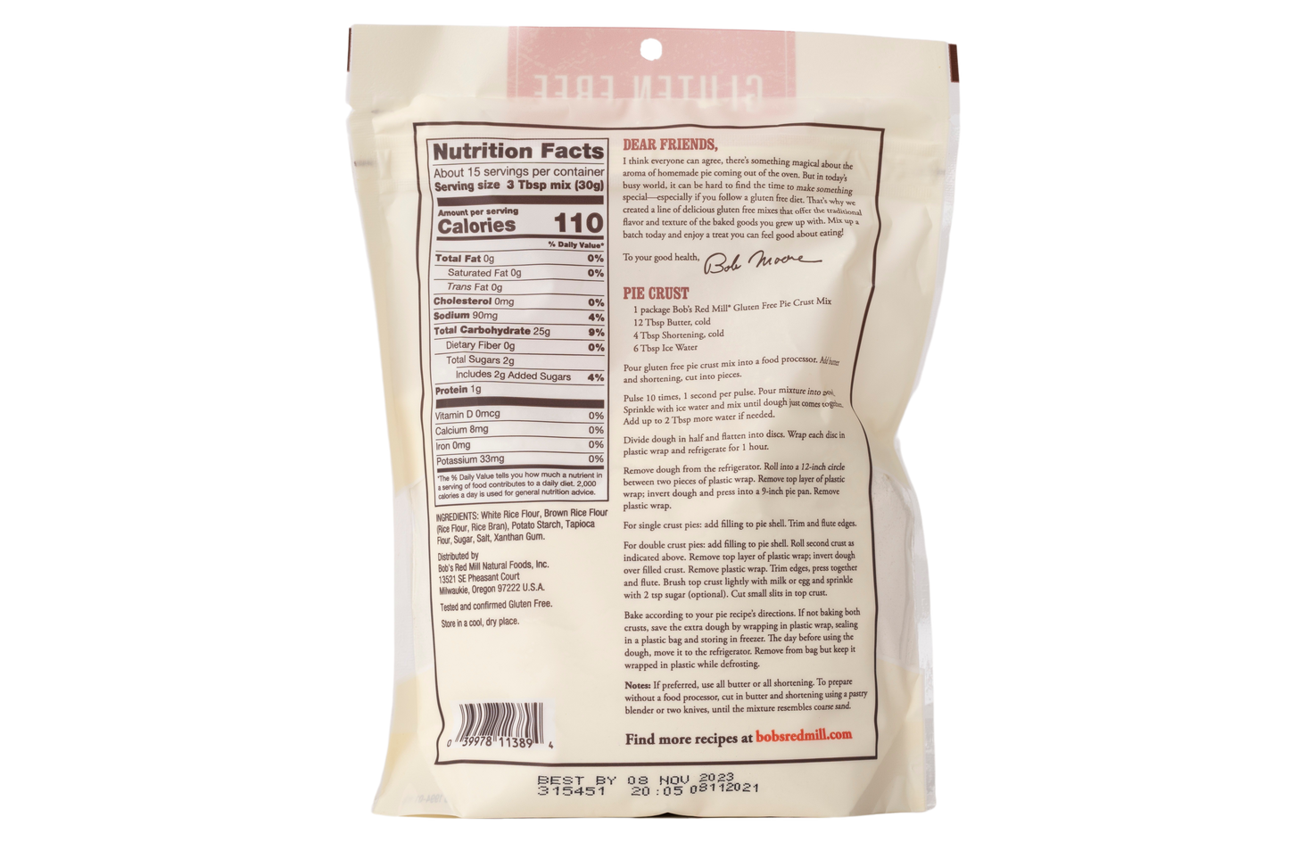 Bob's Red Mill Gluten Free Pie Crust Mix
