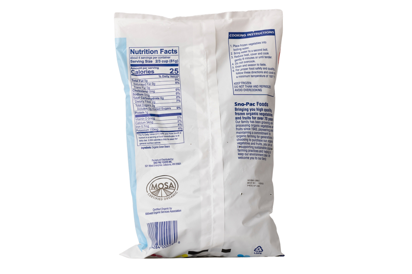 Sno Pac Organic Green Beans Whole