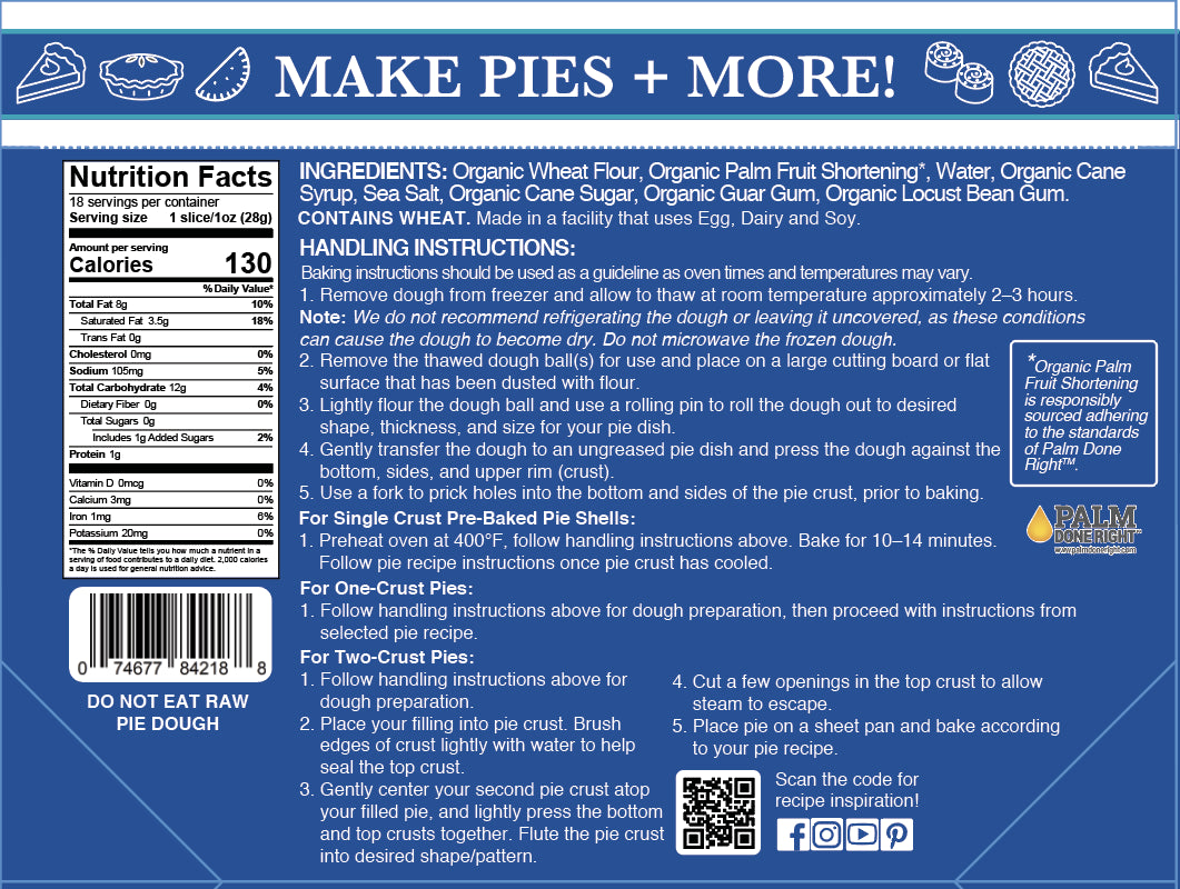 Wholly Wholesome Organic Pie Pastry Dough