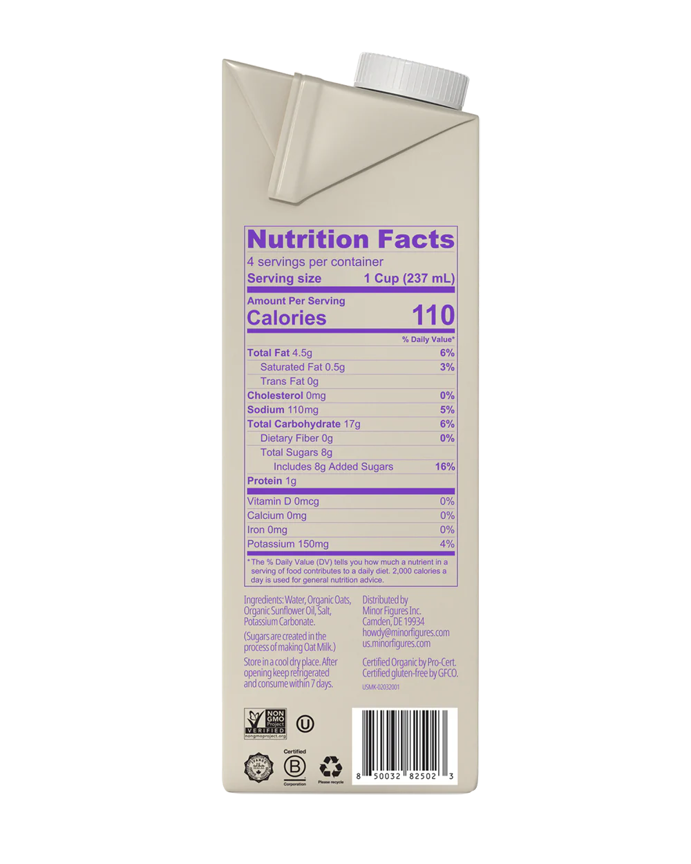 Minor Figures Organic Barista Quality Oat Milk