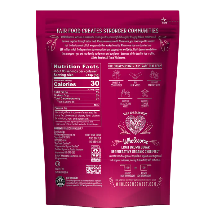Wholesome Organic Fair Trade Light Brown Sugar